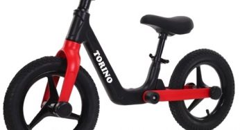 Дитячий біговел TORINO TSFL-008 із червоними вилками. МАГНІЄВИЙ, 12″ НАДУВНІ колеса, зразкова АМОРТИЗАЦІЯ